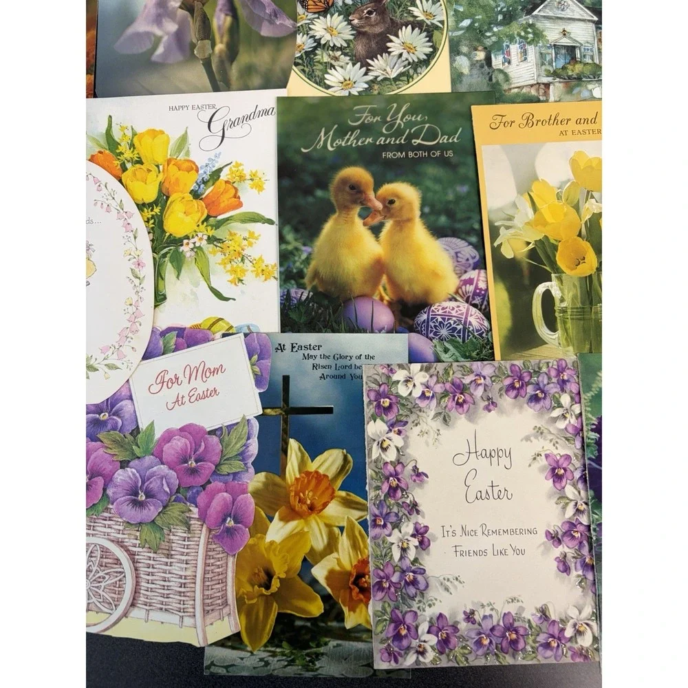 Vintage Easter Greeting Cards Fronts ONLY Scrapbooking Crafts Lot of 50+ Bunnies